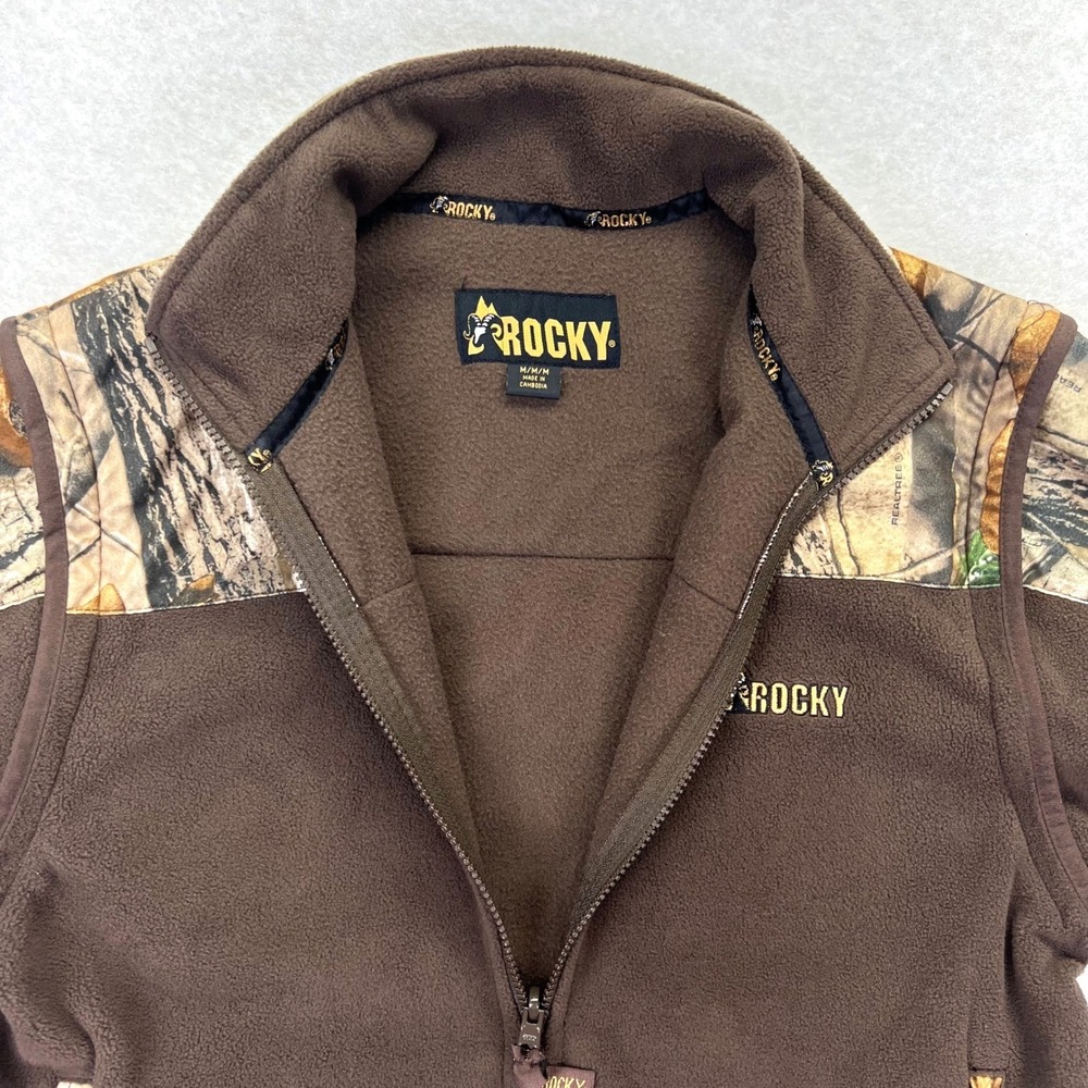 Rocky Camo Fleece Jacket Size M Polyester Brown Convertible Zip Off Sleeve Vest - Picture 3 of 13